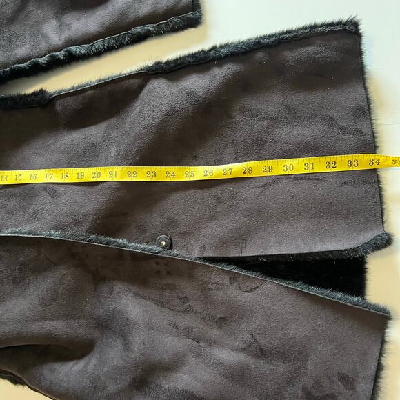 H&M Black Faux Suede & Faux Fur Coat (Size 2 ) - Picture 12 of 12